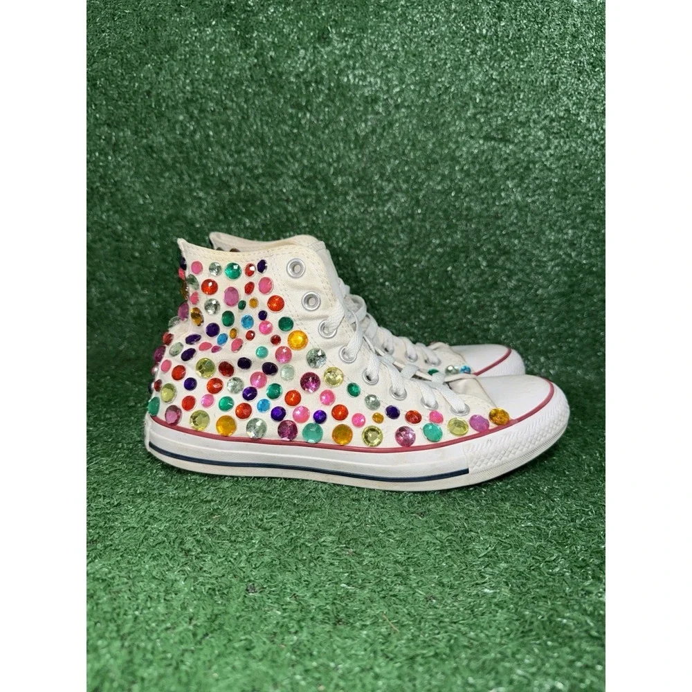Custom Blinged Converse Chuck Taylor Womens Size 9 Sparkly Gem Shoes‎ Sneakers - Picture 2 of 11
